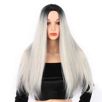

LiangMo Long Straight Wig High Temperature Fiber Synthetic Wig For Women Blue Pink Hair Extension Wigs Cosplay for Party