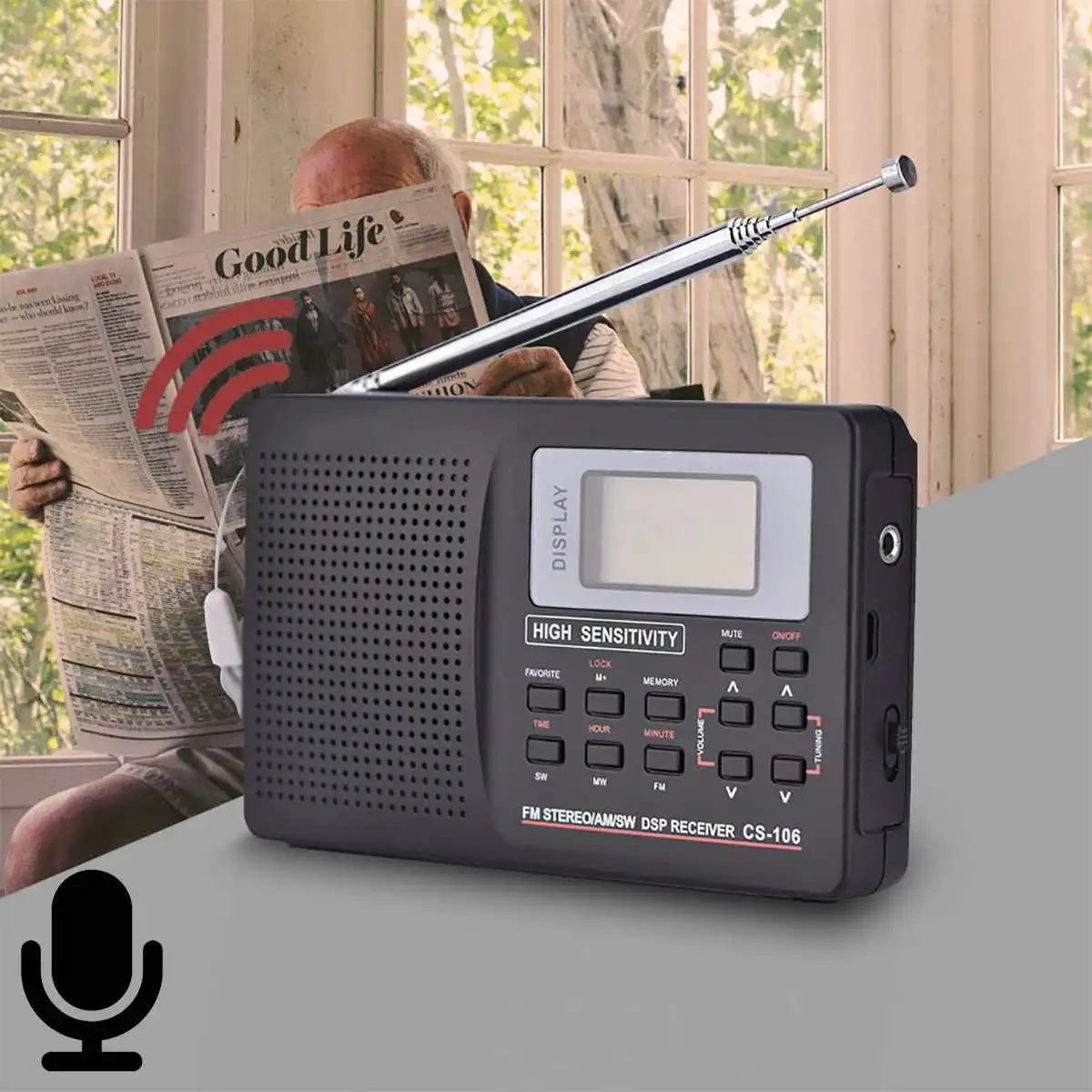 Мини fm-радио Портативный радиоприемник с поддержкой AM/FM/SW/MW/LW полночастотный радиоприемник с поддержкой будильника для пожилых людей
