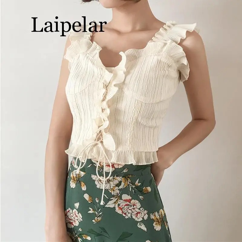 Белый хаки рюшами v образным вырезом сексуальный bodycon Короткий без рукавов сарафан кружева uptank Топы для женщин Женский сплошной
