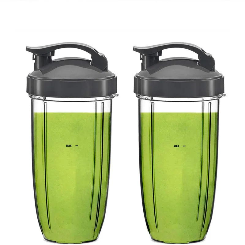 Replacement Parts 32OZ Cup With Flip Top Lid 2 Pieces for Nutribullet 600w/900w Blender Accessories