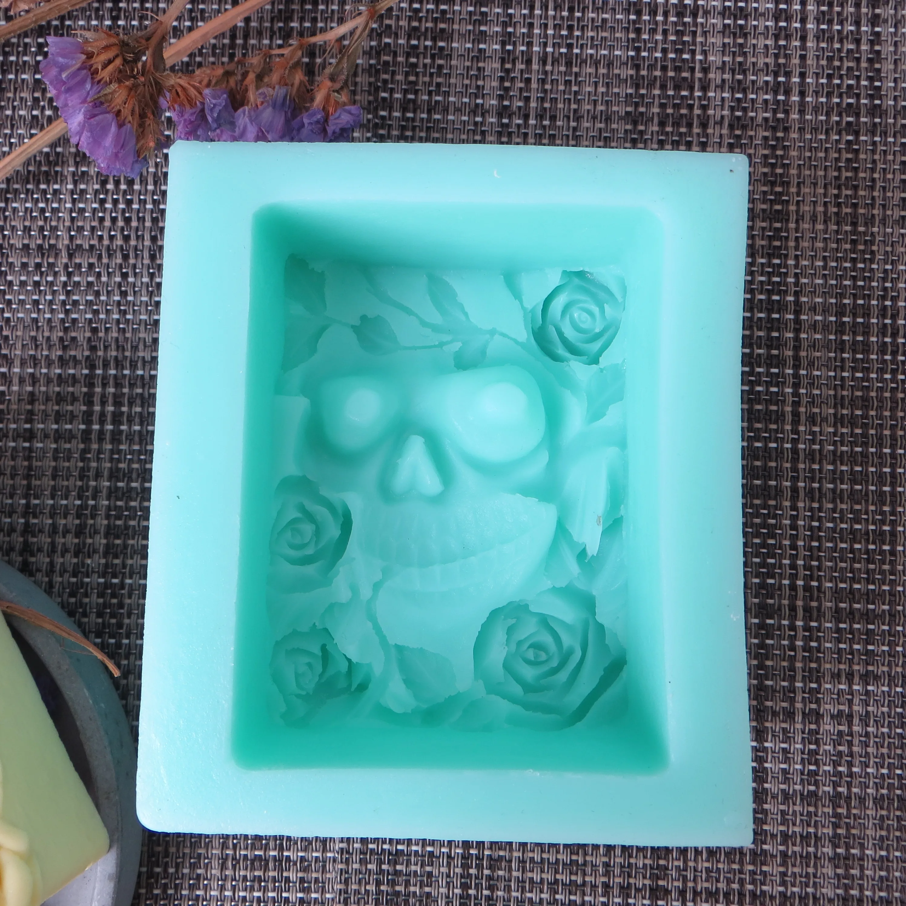 Хэллоуин цветок розы для декорирования форма для изготовления черепа для мыла DIY Череп мыло Плесень Роза Ароматизированная Форма Мыло пресс-формы для торта полимерные глиняные формы