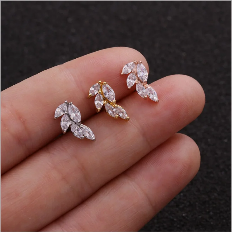 Ear Studs 1 Piece Stainless Steel Ear Piercing Stud Cz Star Butterfly Moon Cartilage Helix Conch Screw Back Earring For Woman Piercing Jewelry Body Piercing Earrings Ear Piercing Jewelry Metal Jewelry Body Jewelry