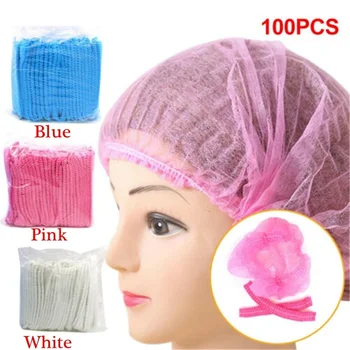 

100pcs Disposable Shower Caps Hair Nets Beauty Salon Head Cover Hats Mop Hygiene Thick Non-woven Protection Mushroom Cap