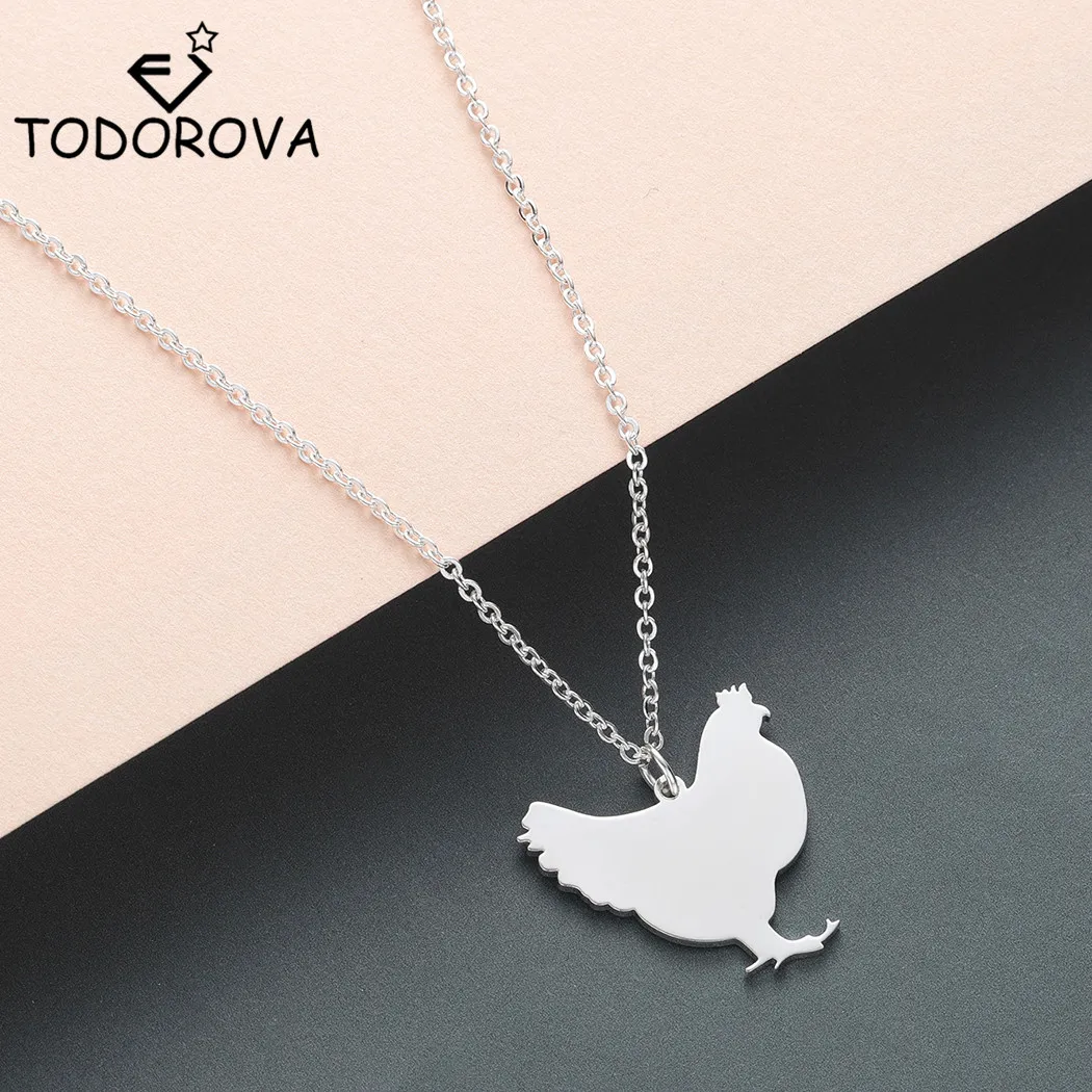 Ожерелье Todorova с кулоном в виде курицы для женщин и мужчин ожерелье из нержавеющей