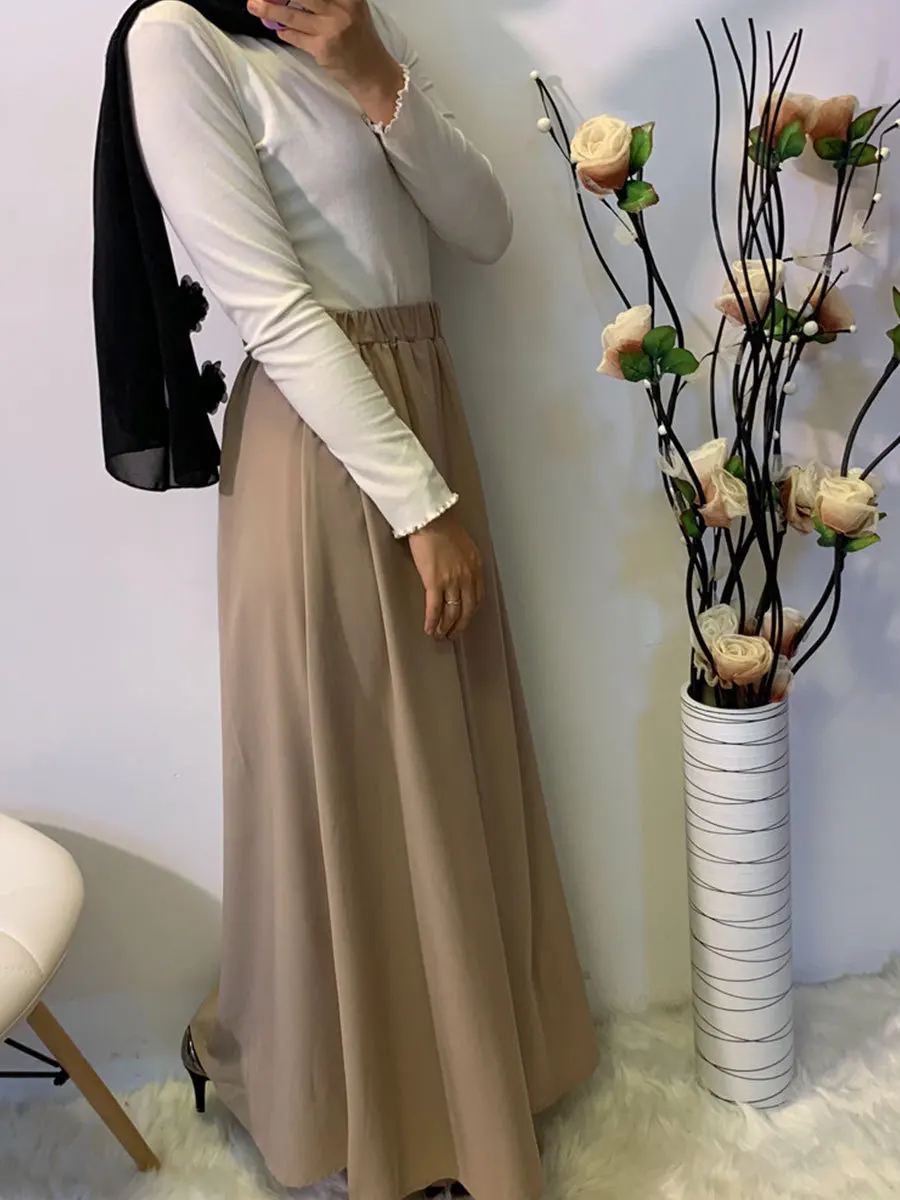 Siskakia, мусульманские повседневные юбки, длинные, одноцветные, высокая талия, свинг, макси юбка, длина по щиколотку, арабские ОАЭ, женская одежда, осень