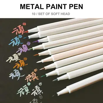 

High Quality Soft Head Color Metal Pen White Gold Mark Paint Marker Pen For Graffiti DIY Album Student Kids Gifts