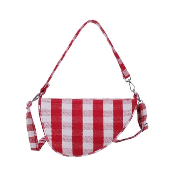 

2020 Summer Women New Fashion PU Mixed Color Lattice Pattern All-match Axillary Pouch Shoulder Bag Crossbody Office Daily