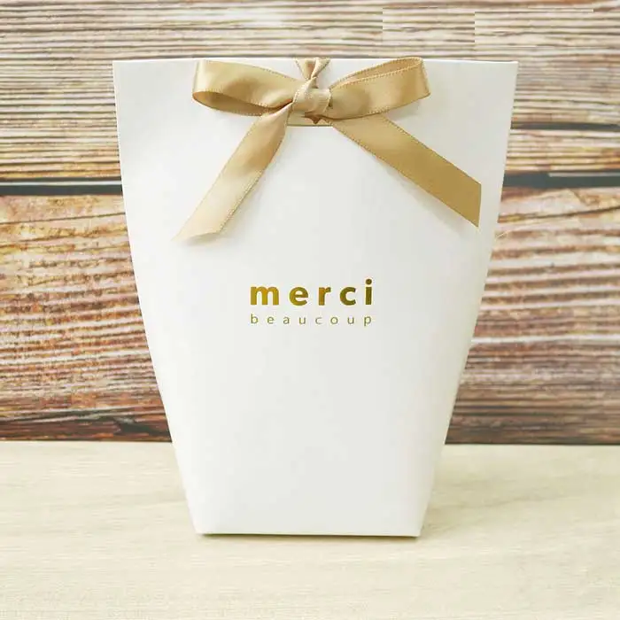 10 шт высококлассные черные белые бронзовые "Мерси" конфеты мешок французский спасибо свадебный подарок коробка пакет день рождения любимые пакеты - Цвет: white