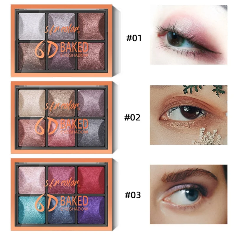 

6 Color Glitter Matte Eyeshadow Palette Makeup Highlight Pigment Waterproof Smoky Eyeshadow Palette Long Lasting Cosmetics NEW