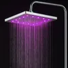 Bath Shower Head Square Faucet LeD Stainless Steel Shower Rainfall Rain Shower Head High Pressure  Rainshower Self-Discoloring ► Photo 1/6