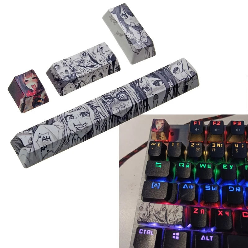 4pcs Japanese Anime Pbt Space Keycaps Ahegao 6 25u Esc Spacebar Keyboard 35ea Mice Keyboards Accessories Aliexpress