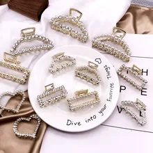 Модные женские и женские Геометрические заколки для волос с имитацией жемчуга Заколка-краб в форме Луны Ретро Хрустальные заколки для волос аксессуары для волос