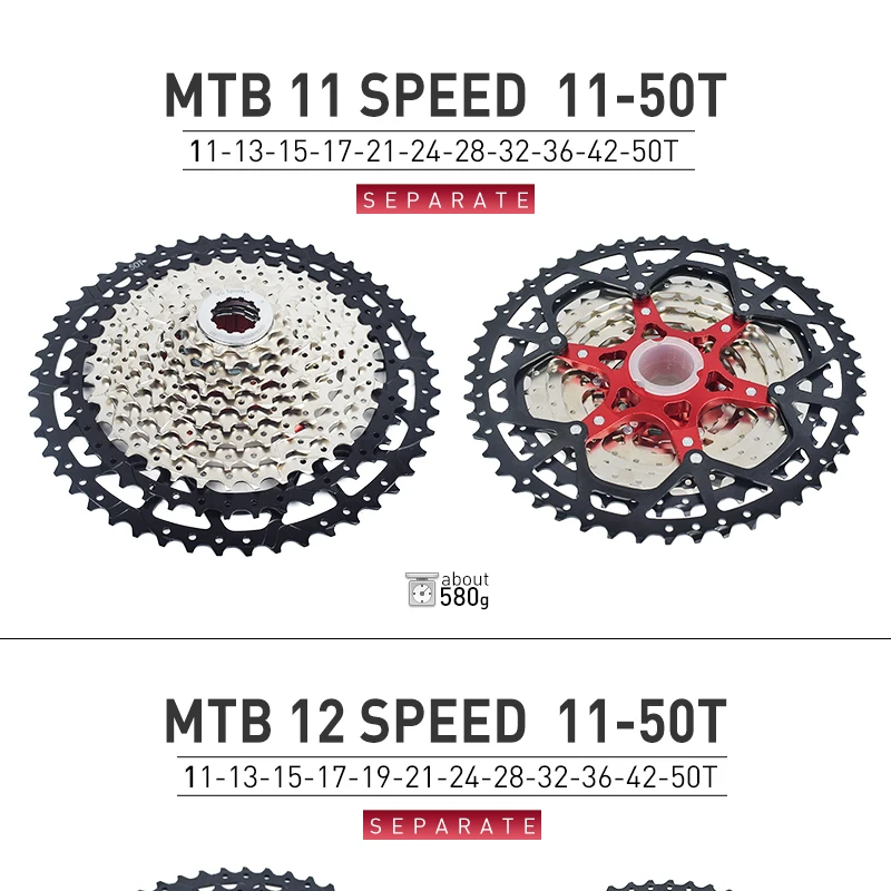 MTB 10 11 12 скоростная кассета с широким соотношением свободного хода Звездочка для горного велосипеда 11-40T 42T 46T 50T совместима с Shimano Sram sunracing