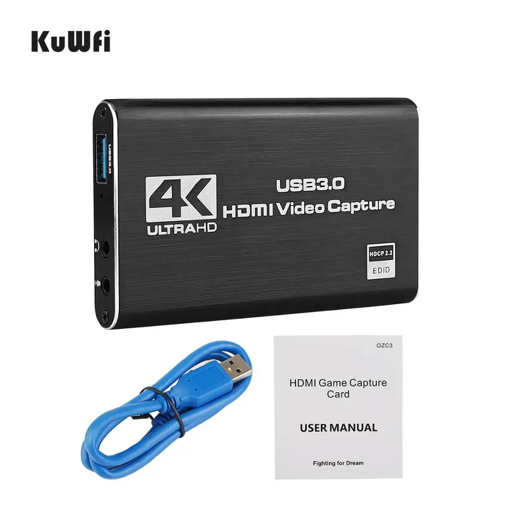 Карта видеозахвата KuWFi 4K HD 1080P USB 3.0 Захват видео игры Трансляция в прямом эфире