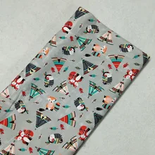 Красивая хлопковая ткань с принтом в виде животных серого леса, лисы, совы, 50x105 см, ткань в стиле пэчворк для одежды, платья, вечерние украшения для дома