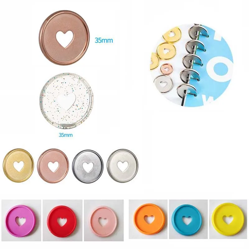 100 шт красочные сердца гриб отверстие связующего кольца Переплет пластиковый