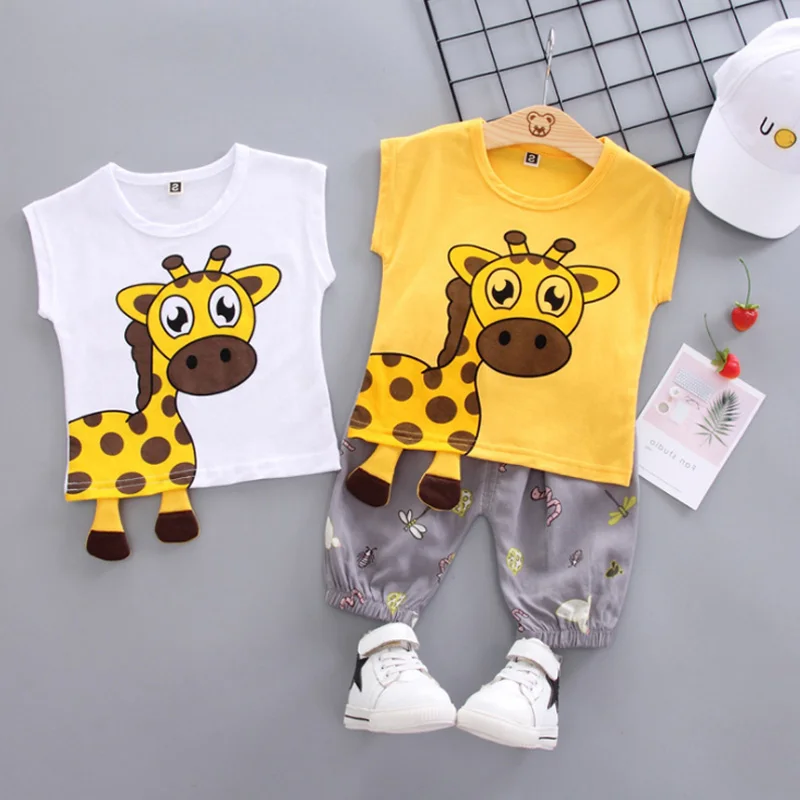 2Pcs Baby Boys Clothing Sets Summer Children Girls Clothes Cartoon Bear Cotton Kids T-shit + Short Pants Set Toddler Outfit 1-4Y | Детская