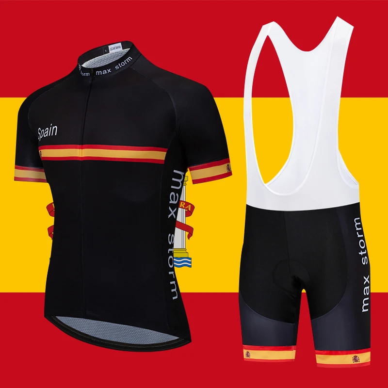 

2019 Spain black New Team Cycling Jersey/Cycling sets Customized Road Mountain Race Top max storm