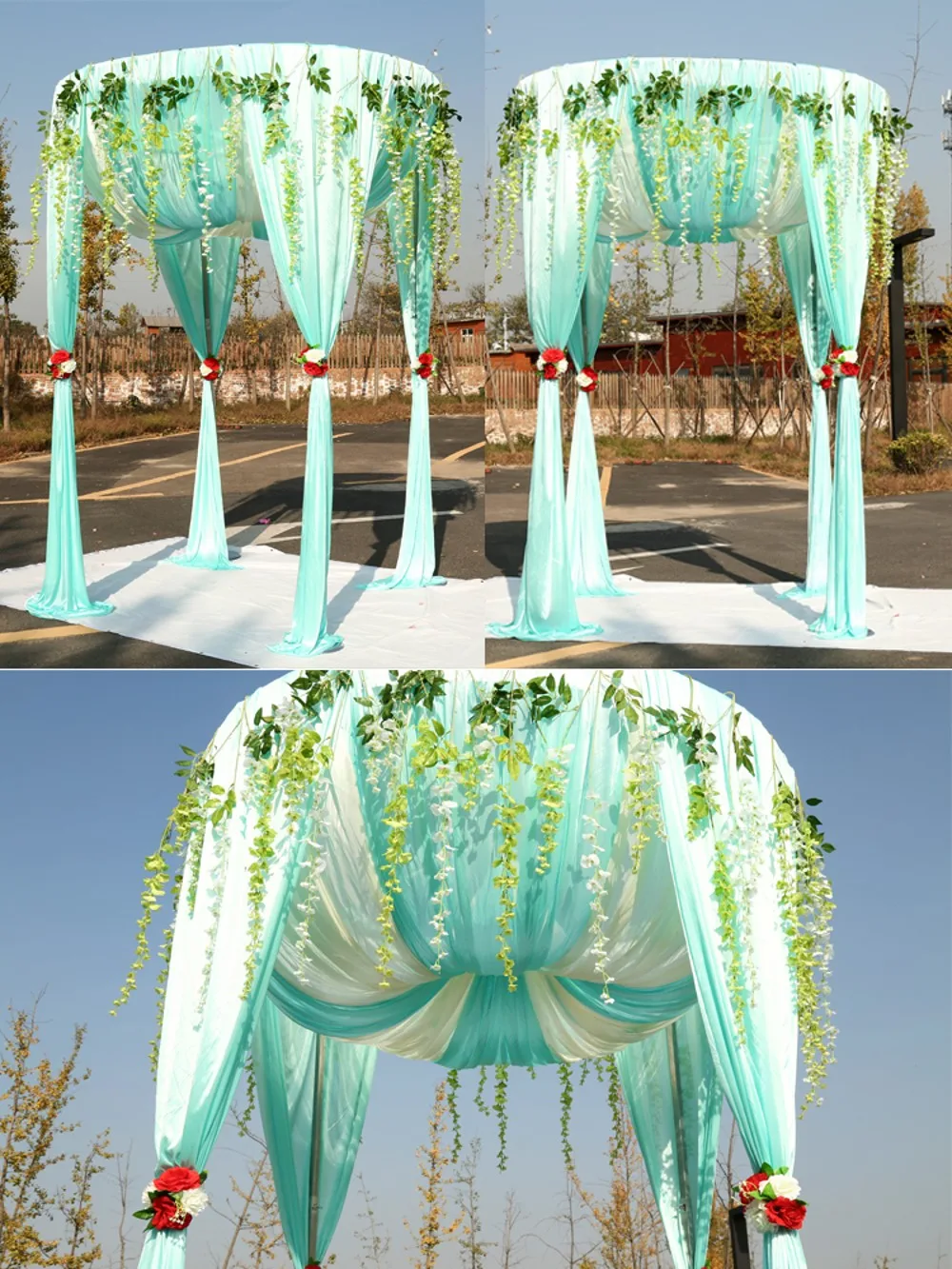 

2M Diameter by 3M Tall Customized Circle Wedding Canopy chuppah Curtain Wedding Backdrop Round Canopy Party Stage Centerpieces