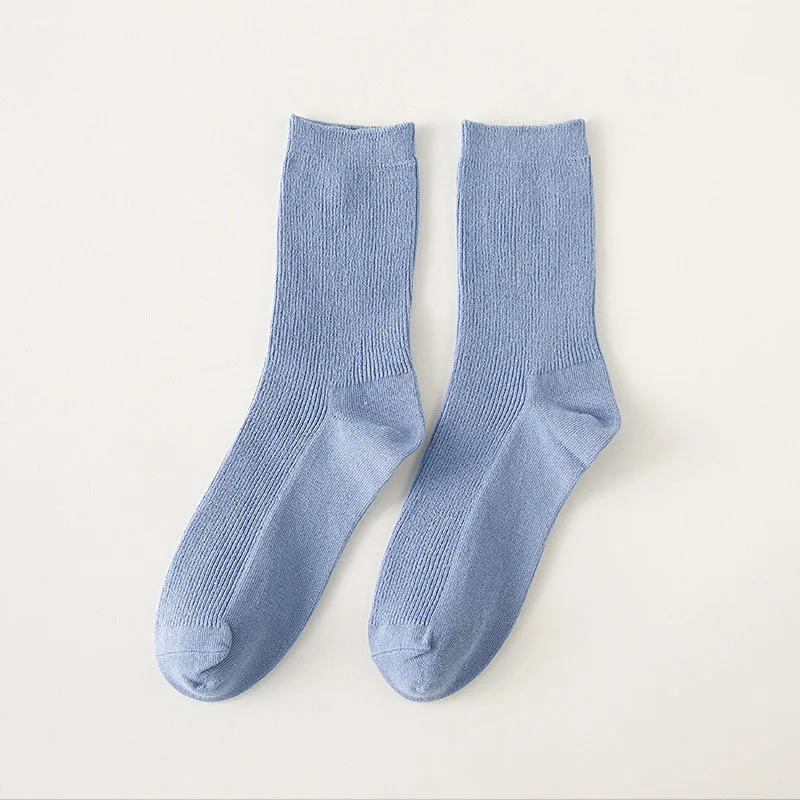 Милые кавайные носки для девочек с мультипликационным принтом фруктов, авокадо, банан, вишня, персик, meias, корейские забавные носки с вышивкой в стиле Харадзюку - Цвет: Pure SkyBlue
