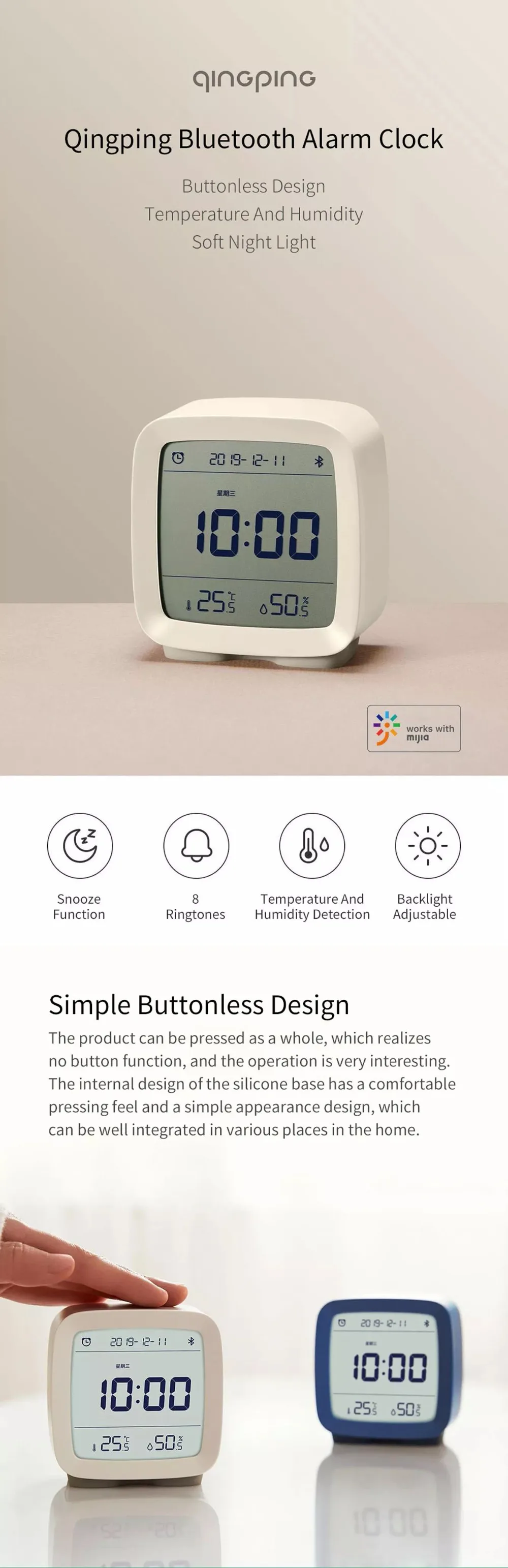 Qingping Bluetooth Alarm Clock - Relógio Despertador - Verde