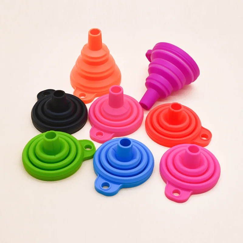 

1PC Silicone Collapsible Funnels Food Grade Pure Mini Funnel Wine Leakage Oil Filter Folding Telescopic Kichen Tool