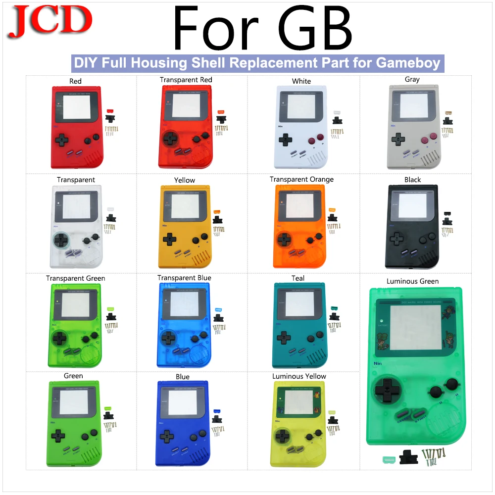 

JCD DIY Full housing shell case for GB replacement For GB Gameboy Classic DMG part for GB DMG GBO Plastic Shell Cover