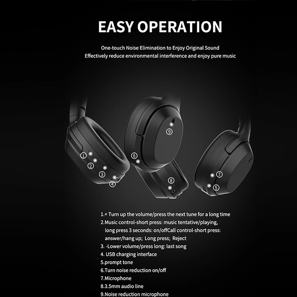 M98 беспроводные наушники Bluetooth 5,0, Складные стерео наушники с активным шумоподавлением, гарнитура с микрофоном, 3,5 мм аудио вход для iphone 11