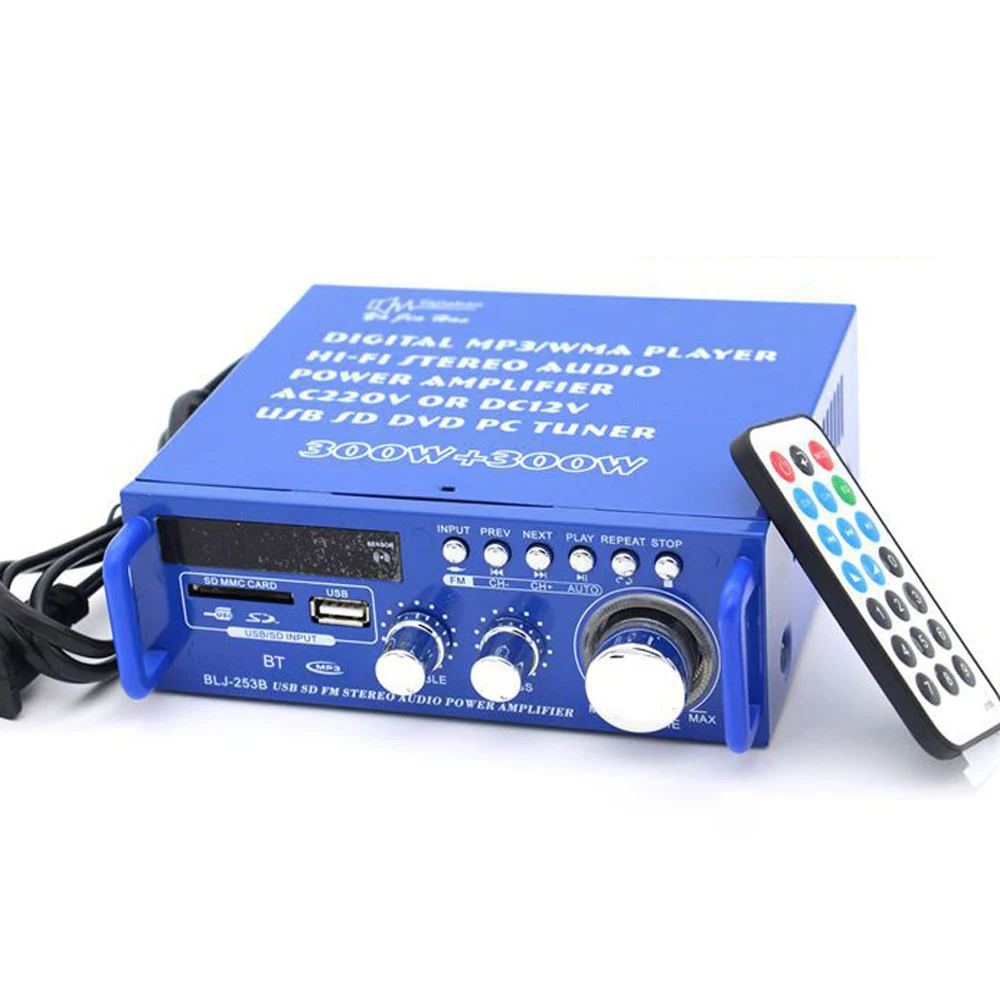 Мини усилитель мощности аудио BT цифровой аудиоприемник AMP USB SD слот MP3-плеер FM