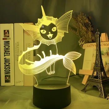 

3D Illusion Lamp Game Go Vaporeon Figure Nightlight for Kids Bedroom Lighting 16 Colors with Remote Led Night Light Gift