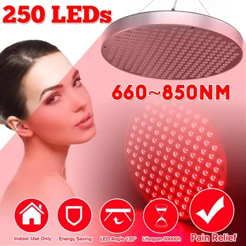 

Anti Aging 60W Red LED Light Therapy Deep 660nm and Near Infrared 850nm Red Grow Light 250 LEDs for Full Body Skin Pain Relief