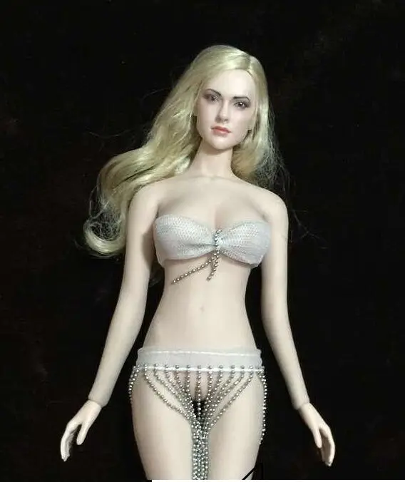 

1:6 White Mini Pearl Underwear Bikini Clothes Skirt F12" Phicen Women Body Doll