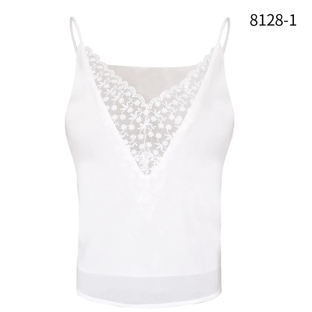 Глубокий v-образный вырез, сетчатый топ с лямкой на шее, черный, белый, розовый цвет, сексуальные Топики, элегантные винтажные кружевные шифоновые майки, весна-лето, Свободный жилет, Femme