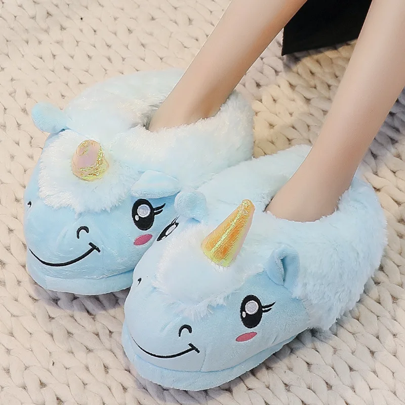 22 Women Fur Slippers Winter Unicorn Slipper Adult Soft Home Slipper Keep Warm Indoor Slippers Women Cozy Home Shoes for Girls - Цвет: 22