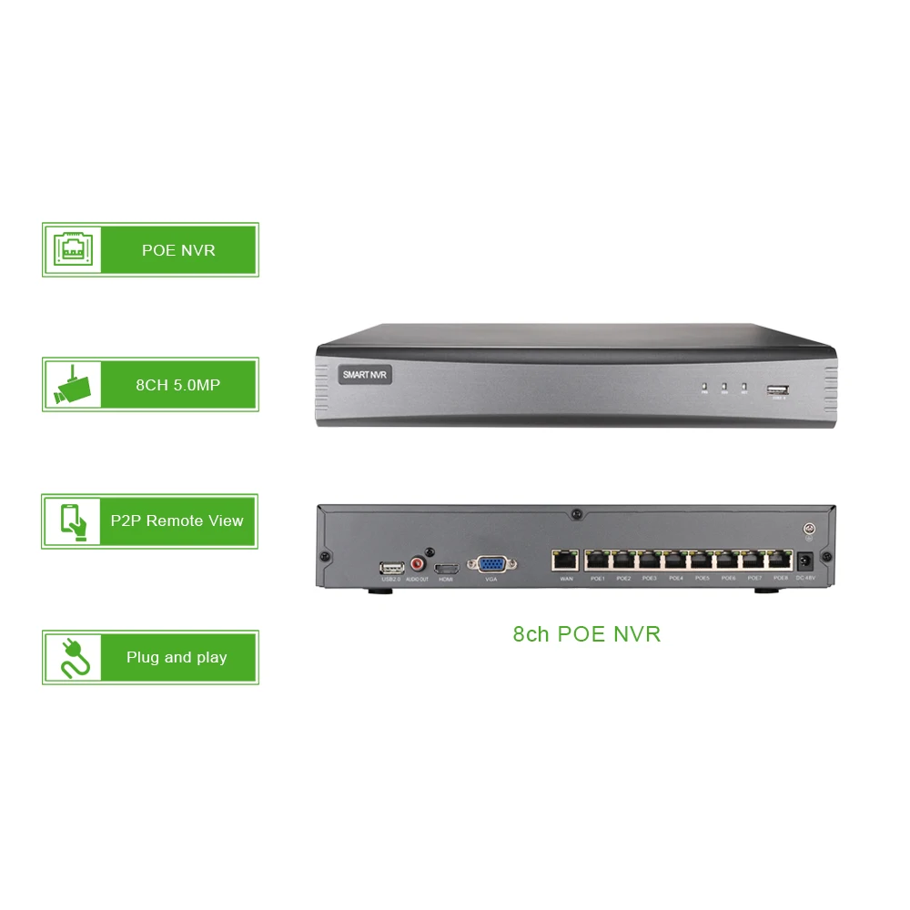 8ch 5MP POE аудио комплект H.265 Системы Умное видеонаблюдение Безопасность NVR 5.0MP