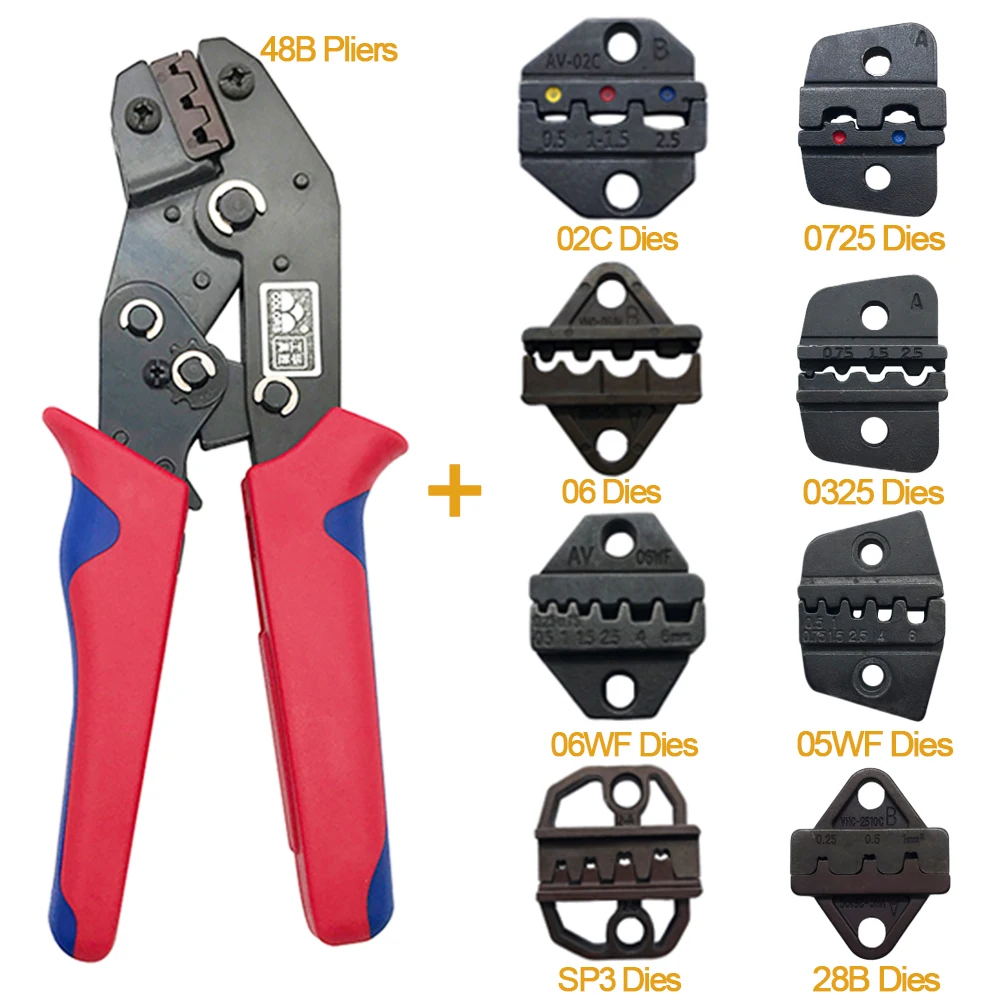 Sn-48b 8 челюсти обжимной инструмент набор для обжима вилка весной 2,8 4,8 6,3 Дюпон/трубка/Изоляционные терминалы щипцы электрические обжимные плоскогубцы