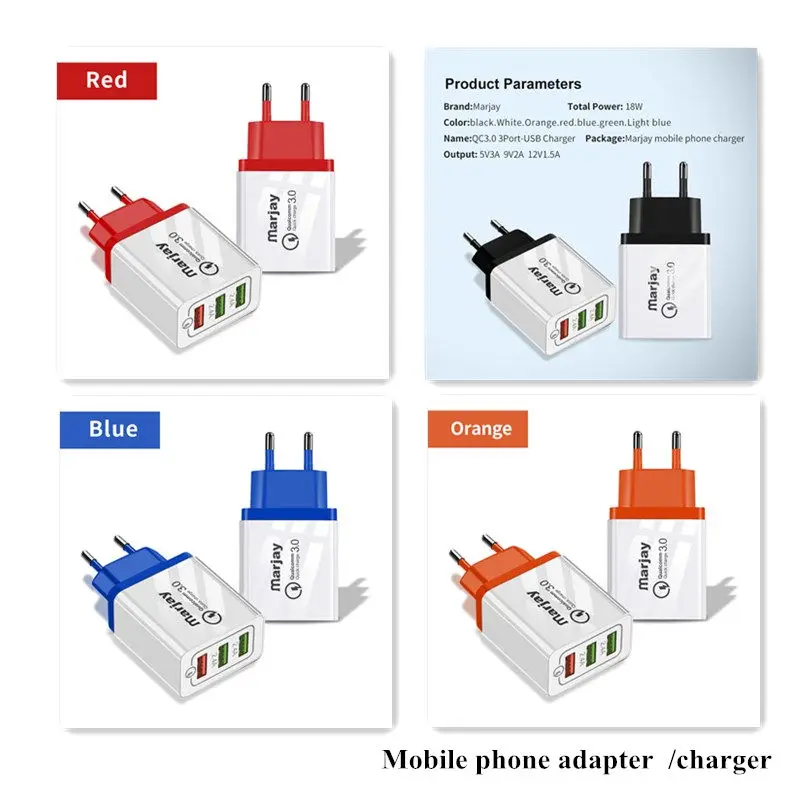 2.4A 3 USB мобильный телефон зарядное устройство адаптер для xiaomi Samsung iPhone 11 XR 7 huawei Mate