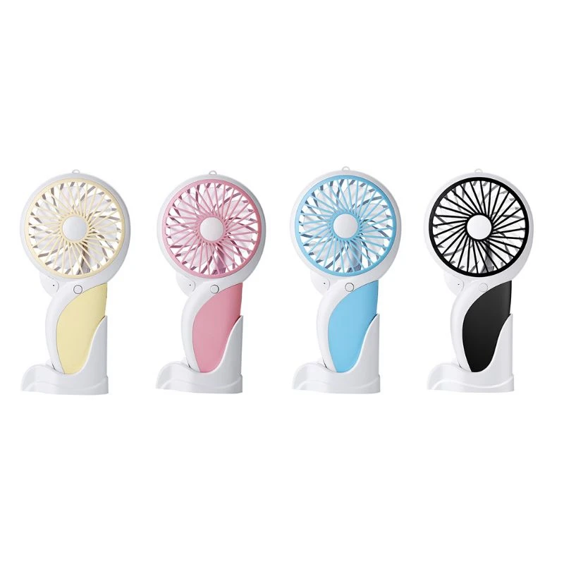 Handheld Electric Mini Portable Outdoor Fan Foldable Handle Desktop Cartoon Usb Rechargeable Fan With Led Light Cooling Fan