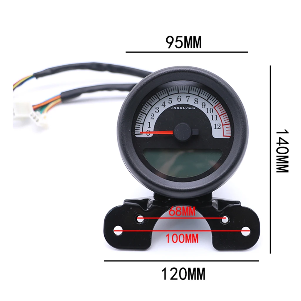 New LCD Digital Speedometer Tachometer Odometer for Motorcycle Scooter ATV - Black
