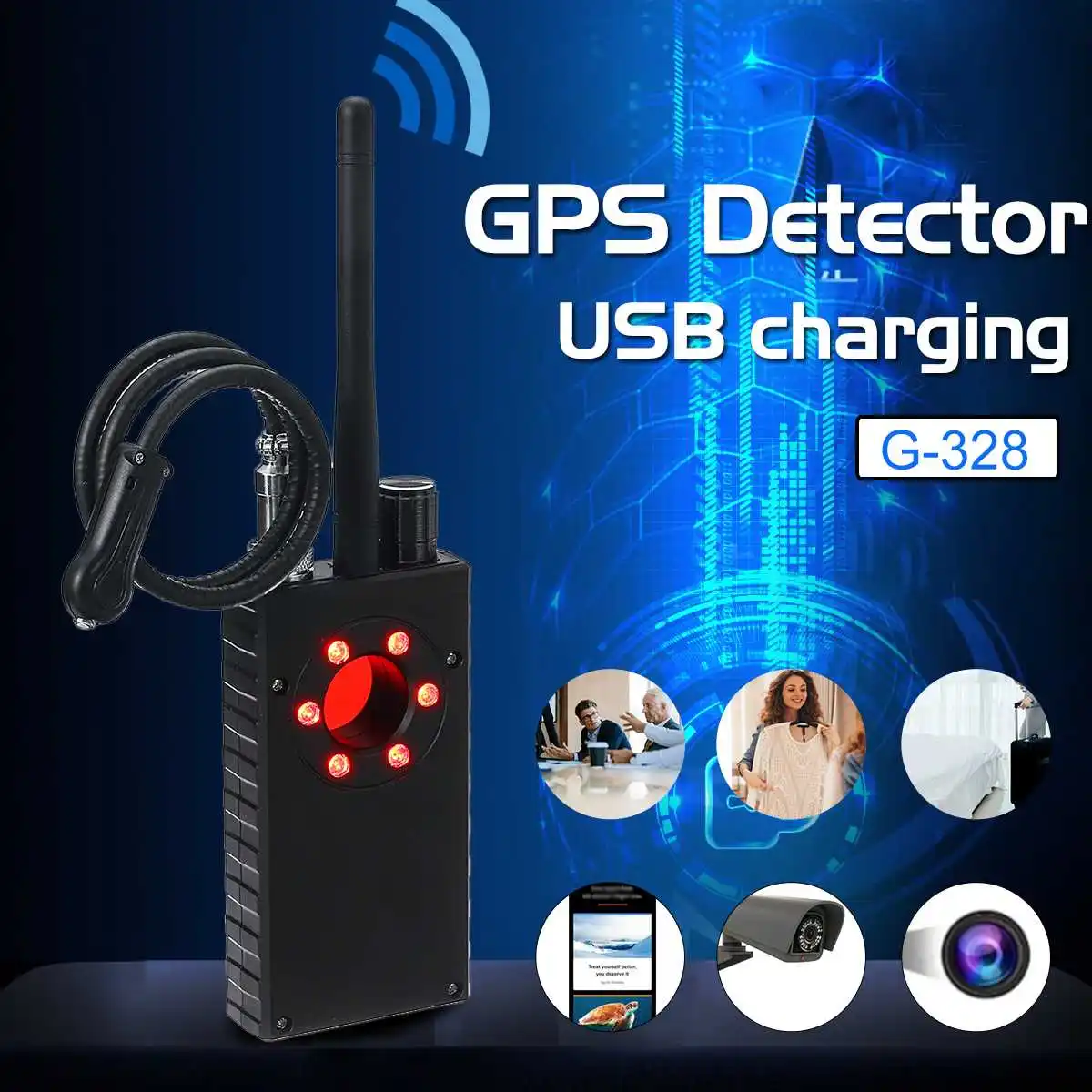 

G-328 1.2/2.4GHZ 3 in 1 Anti-Spy GPS Wireless Signal Automatic Detector Finder racker Frequency Scan Sweeper Protect Security