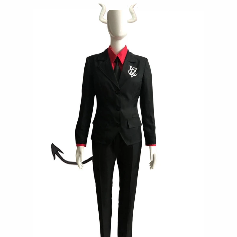 ゲームhelltakerルシファー衣装大人女性男性衣装ブルゴーニュ赤シャツパンツジャケット手袋テールハロウィンカーニバル11 Aliexpress Novelty Special Use