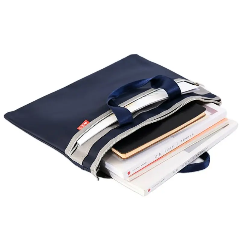 Fashion Canvas Portable Briefcase Double Zipper Document Bags Data Office Storage Handbag High Capacity | Канцтовары для офиса и
