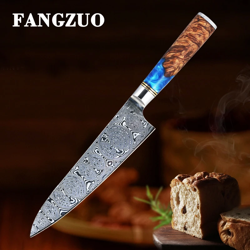 Нож шеф повара FANGZUO из дамасской стали 8 дюймов|Кухонные ножи| |
