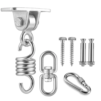 

Heavy Duty Stainless Steel Hammock Hanging Kit with Spring + Hooks for Punching Bag Hammock Swing Chair Indoor Outdoor