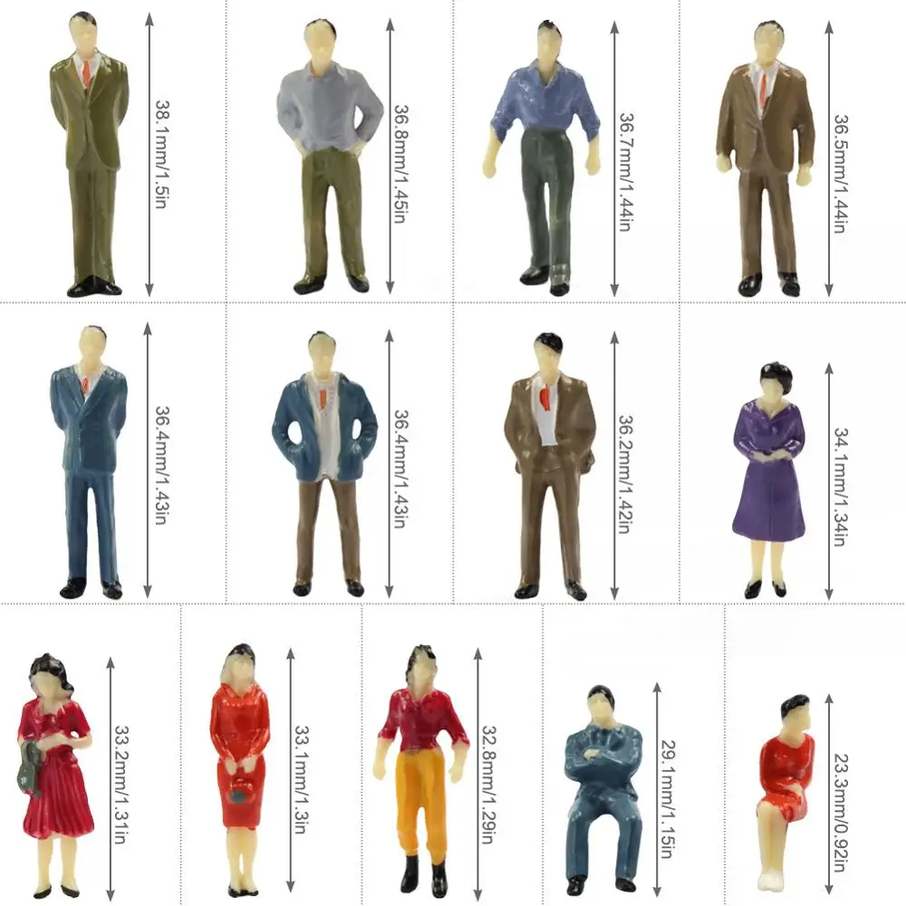 Модель поезда 1:50 окрашенные фигурки O Scale People пассажирские стоячие сидящие
