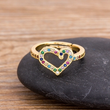 Dropshipping 6 Styles Romantic Heart Rings Fashion Gold  Color Wedding Ring for Female Statement Engagement Party Jewelry