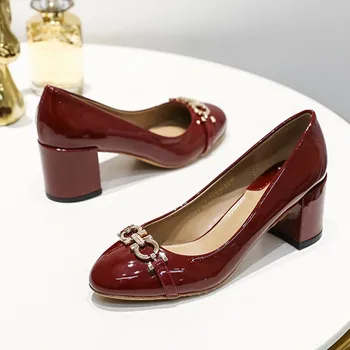 

Fashion patent leather high heels Plus size women shoes red bridal wedding shoes women high heel shoes Black heeled ladie shoes