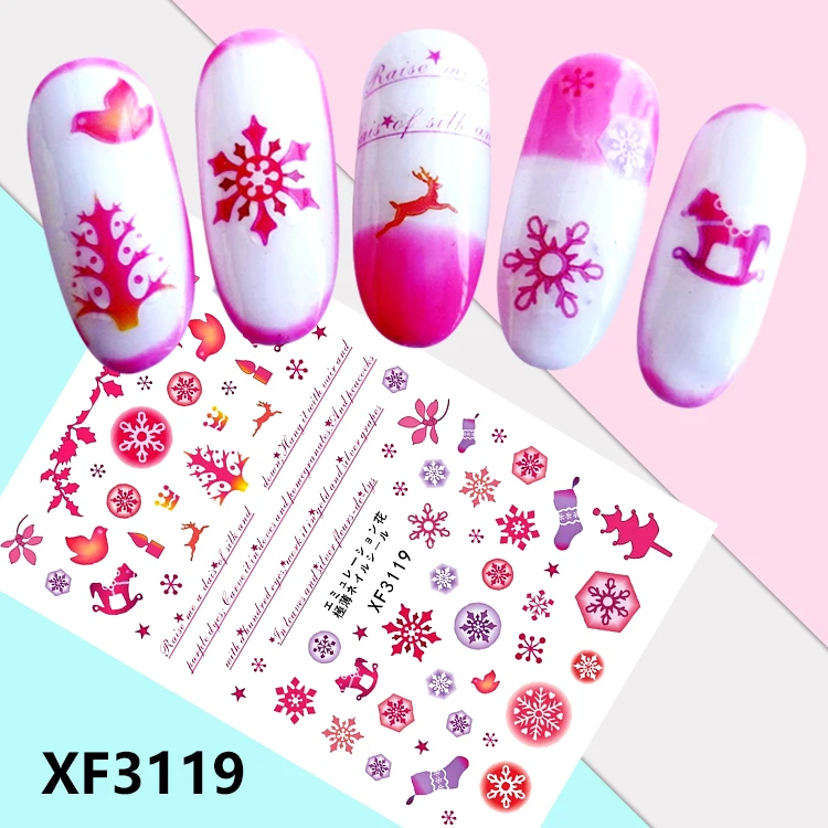 Снежная Рождественская наклейка для ногтей художественное украшение снеговик наклейка для ногтей для маникюра Пингвин наклейка для ногтей дизайн Санта Клаус клей