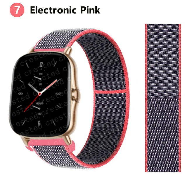 20/22mm Nylon band For Amazfit GTS/2/2e/GTS2 Mini/GTR 3 Pro 42mm/47mm/GTR2/2e/stratos 2/3 Sport Loop Bracelet Amazfit bip strap electric pink 3