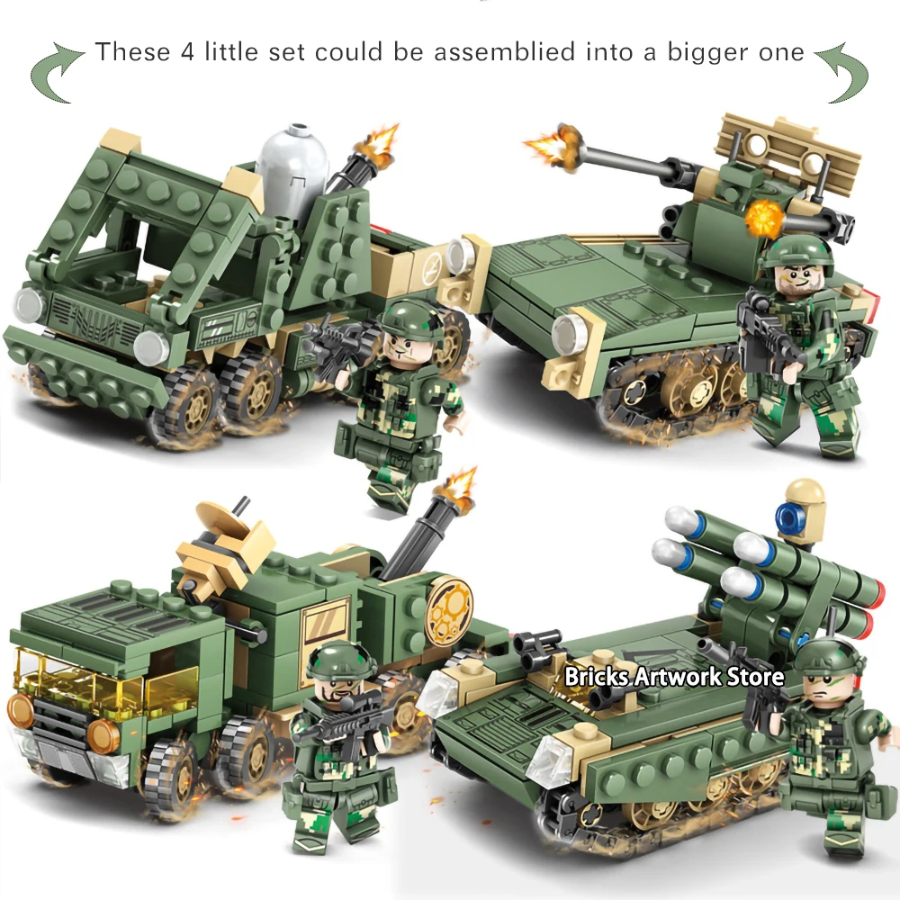 Fit Creator Military 4 в 1 Набор военный полевой армейский бронированный автомобиль